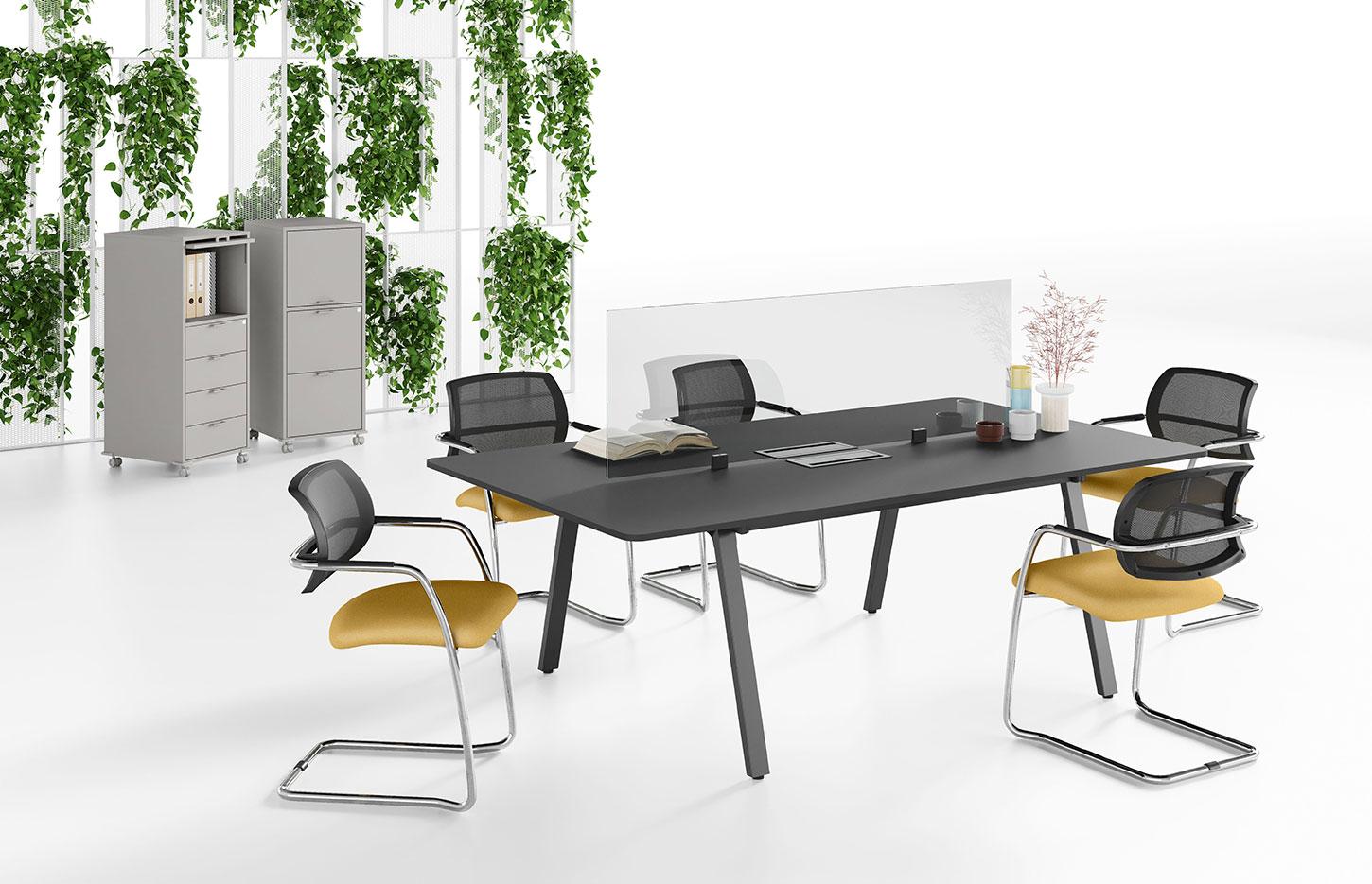 Bureau modulable open space individuel ou bench avec appui sur meuble, gamme Santis - France Bureau